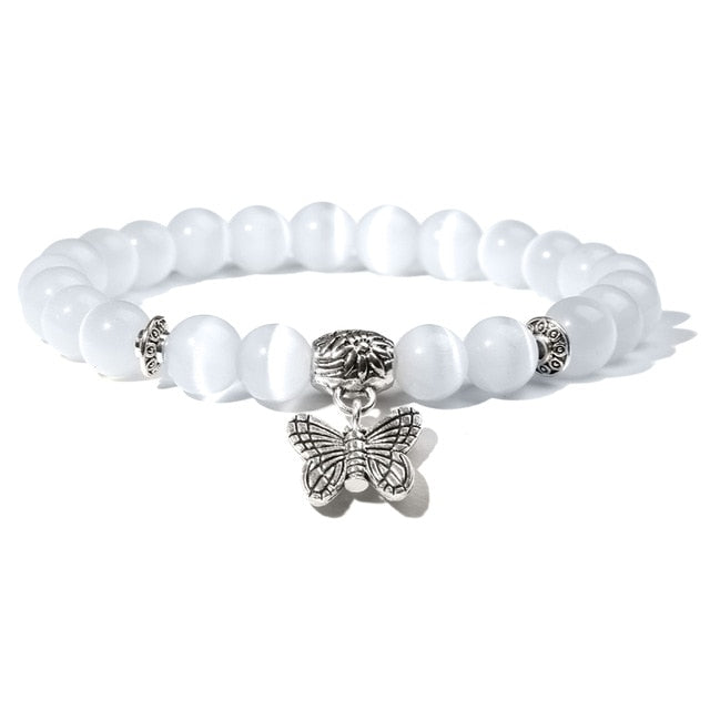 Handmade Natural Stone Lotus Ohm Buddha Beads Bracelet