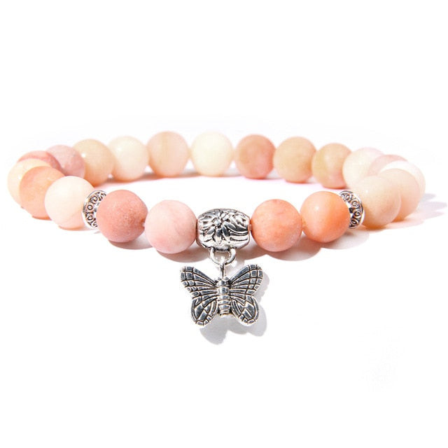 Handmade Natural Stone Lotus Ohm Buddha Beads Bracelet