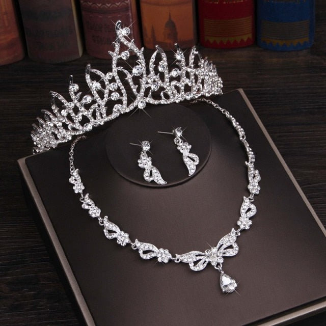 3PCS Rhinestone Crystal Butterfly Bridal Jewelry Sets