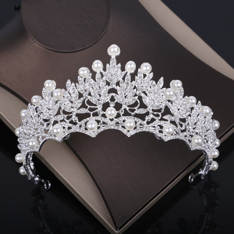Rhinestone Statement Necklace Earrings Crown Tiaras Set