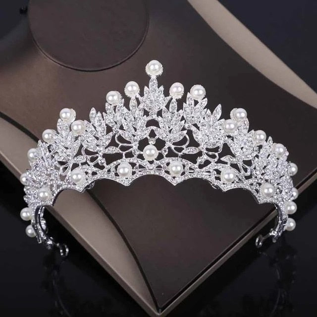 Rhinestone Statement Necklace Earrings Crown Tiaras Set