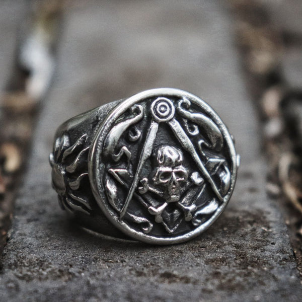 Heavy Masonic Stainless Steel Ring