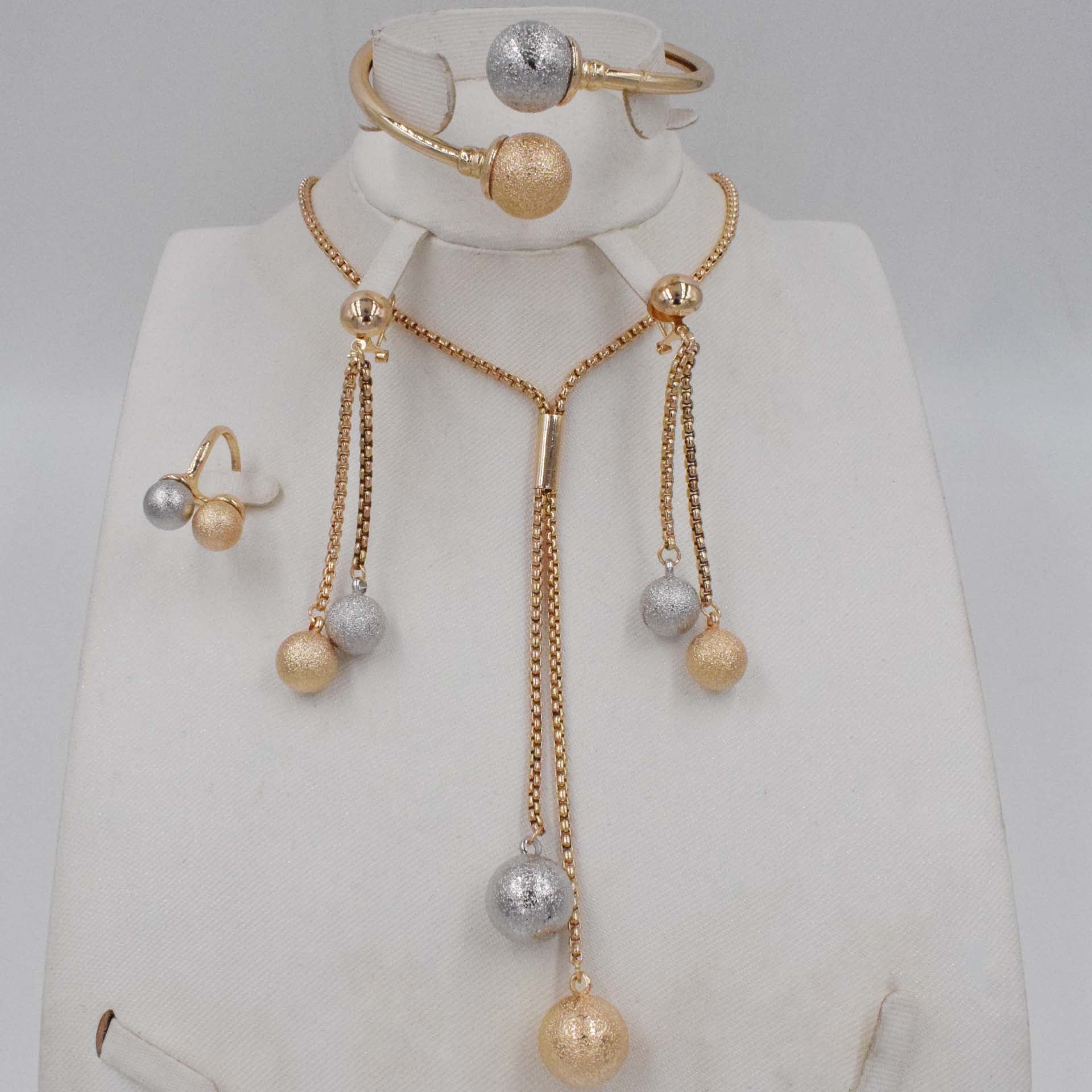 Rose/SilverGold color Nigerian Wedding African Beads Jewelry Sets