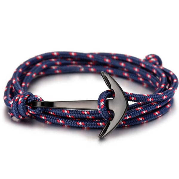 Pulsera de la amistad de cuero con cadena de cuerda de supervivencia para hombre