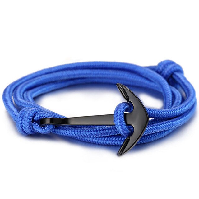 men's charm survival rope chain leather friendship bracelet