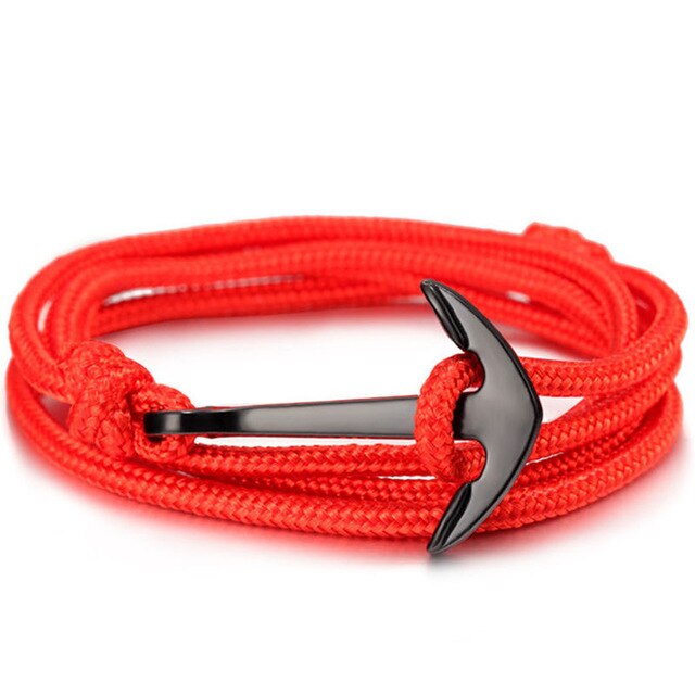men's charm survival rope chain leather friendship bracelet
