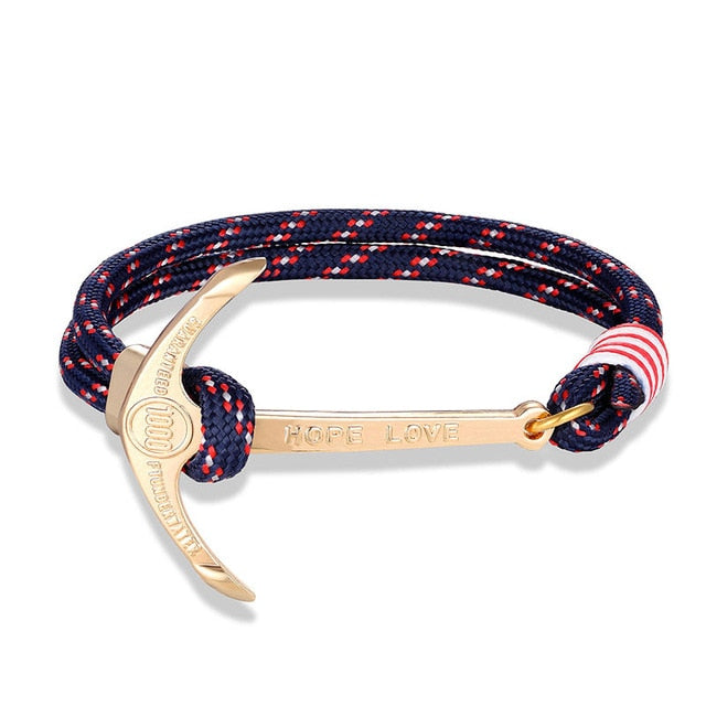 men's charm survival rope chain leather friendship bracelet