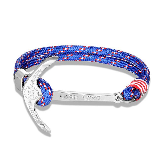men's charm survival rope chain leather friendship bracelet