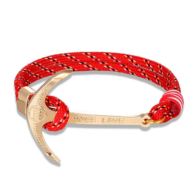 men's charm survival rope chain leather friendship bracelet