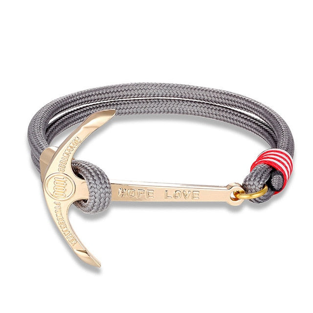 men's charm survival rope chain leather friendship bracelet