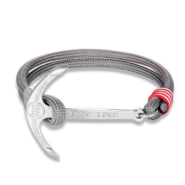 men's charm survival rope chain leather friendship bracelet