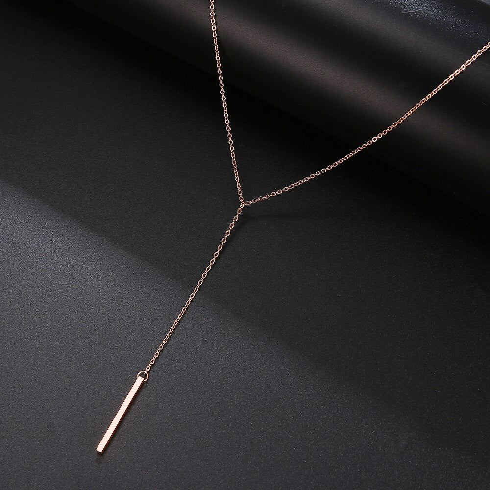 Women Lover's Simple Long Stick Pendant Necklaces