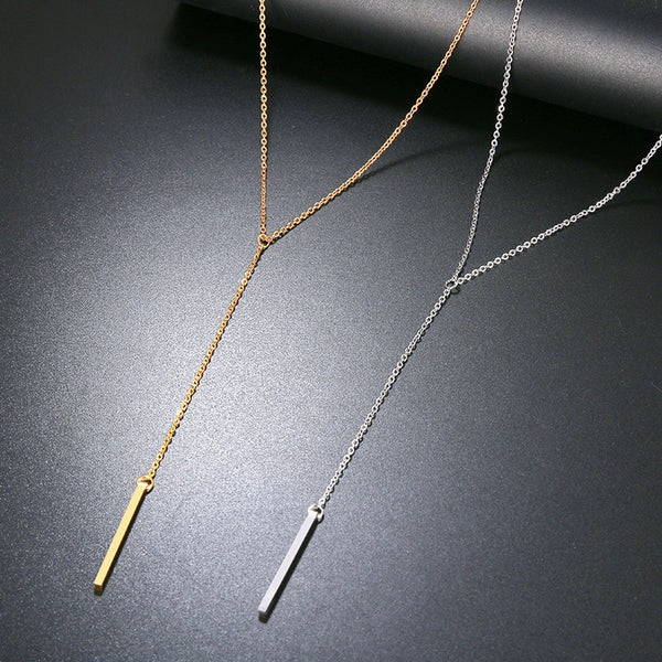 Women Lover's Simple Long Stick Pendant Necklaces