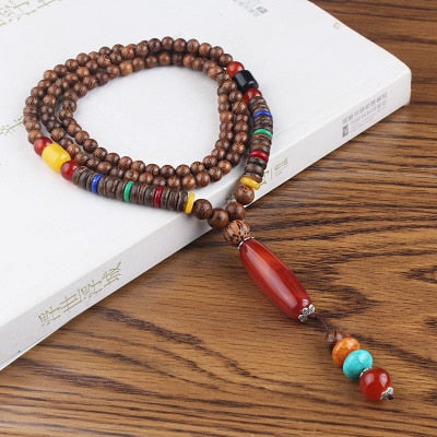 Lotus Ox Horn Wood beaded Stone Pendants & Necklaces