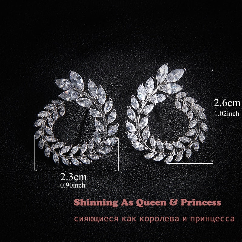 Zircon Olive Branch Earrings and Pendant Jewelry Sets