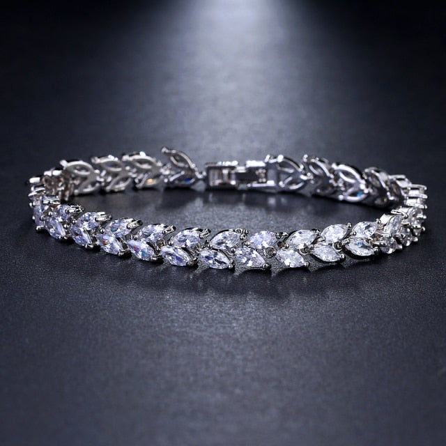 Zircon Olive Branch Earrings and Pendant Jewelry Sets