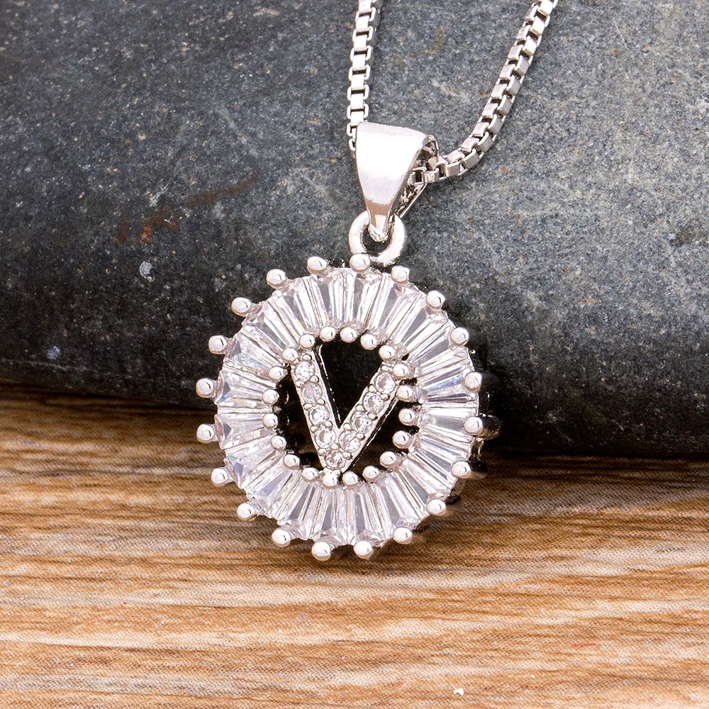 Gold /Silver Color Cubic Zirconia A-Z 26 Letters Pendant