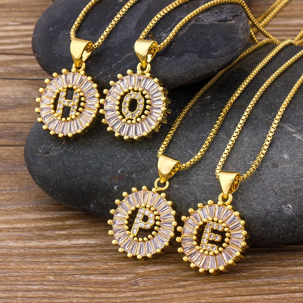 Gold /Silver Color Cubic Zirconia A-Z 26 Letters Pendant