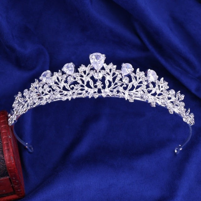 Rhinestone Crown Tiaras Necklace Earrings Set