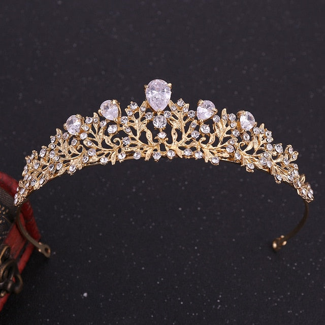 Rhinestone Crown Tiaras Necklace Earrings Set