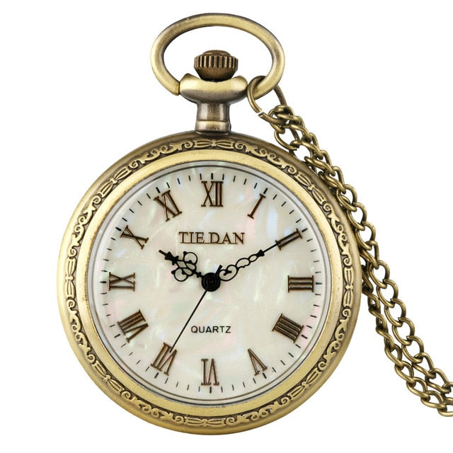 Bronze Retro Roman Numerals Display Quartz Pocket Watch