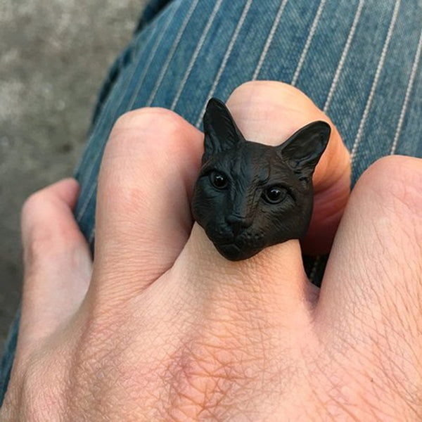 Anillos de gato de cabeza grande ajustables, únicos y modernos