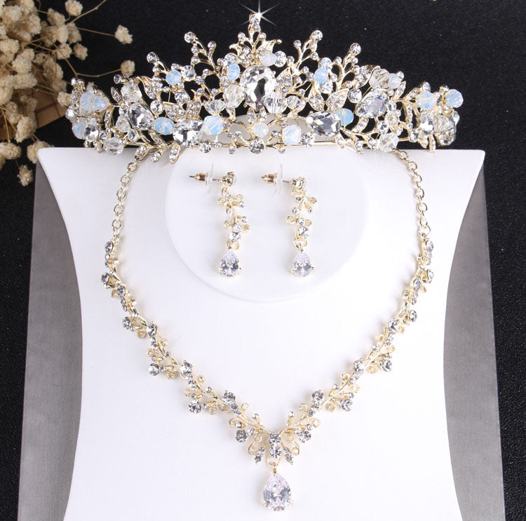 Baroque Noble Crystal Bridal Necklace Earrings  Jewelry Sets