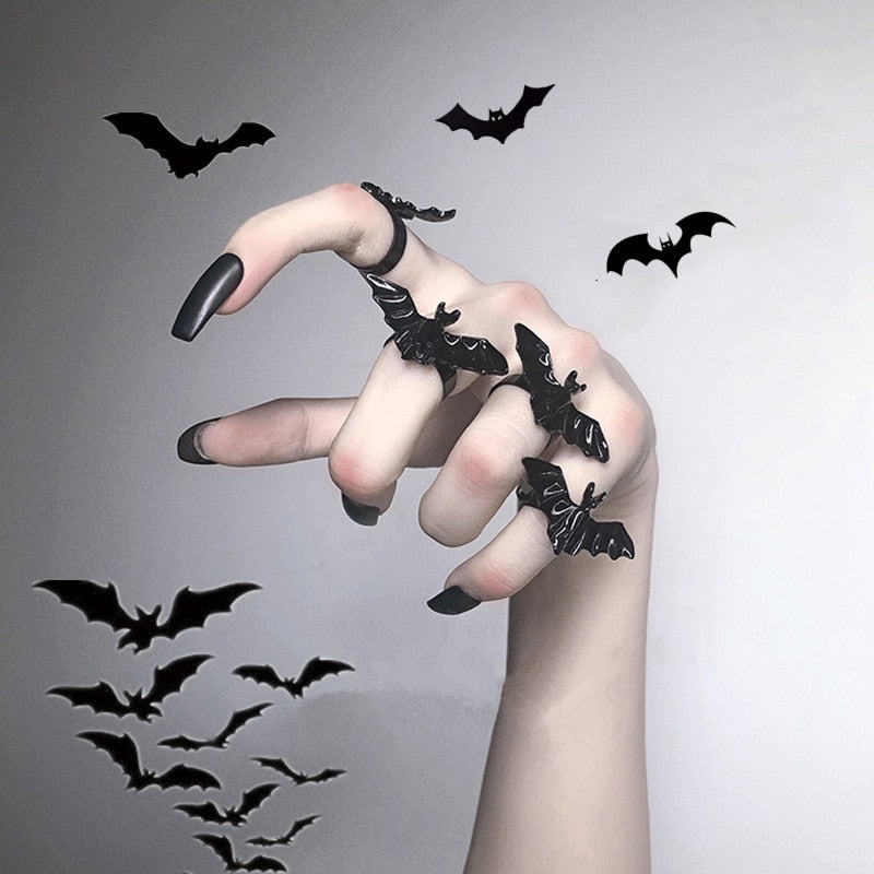 Gothic Black Bat Ring