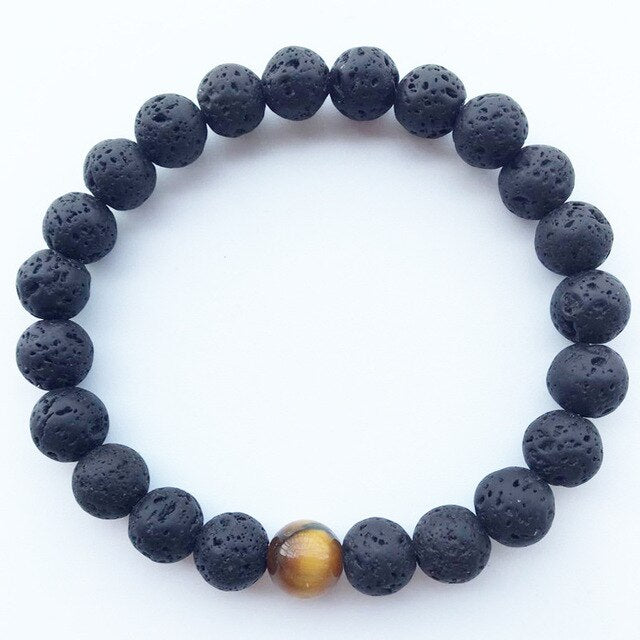 Black Lava Rock- 7 Chakra  Balance Bracelet