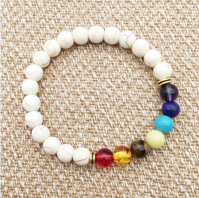 Black Lava Rock- 7 Chakra  Balance Bracelet