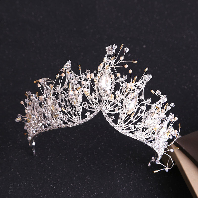 Rhinestone Crystal Gold Tiara Crown  Jewelry Set