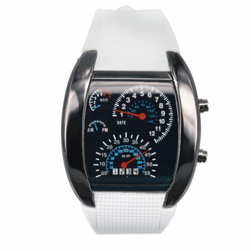LED Sport Rubber Band Digital Week Date Dashboard Pattern Dial Watch