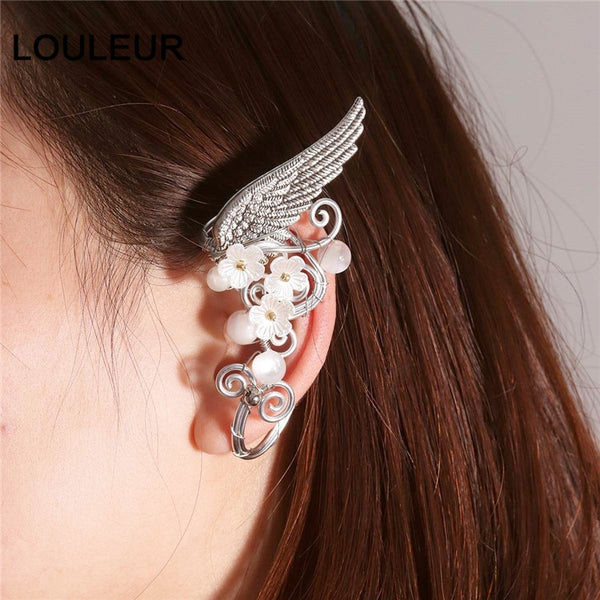 1 pieza de pendientes con orejas de elfo, con clip para oreja perforada, para mujer.