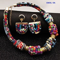 Stylish ethnic style cloth rope necklace set