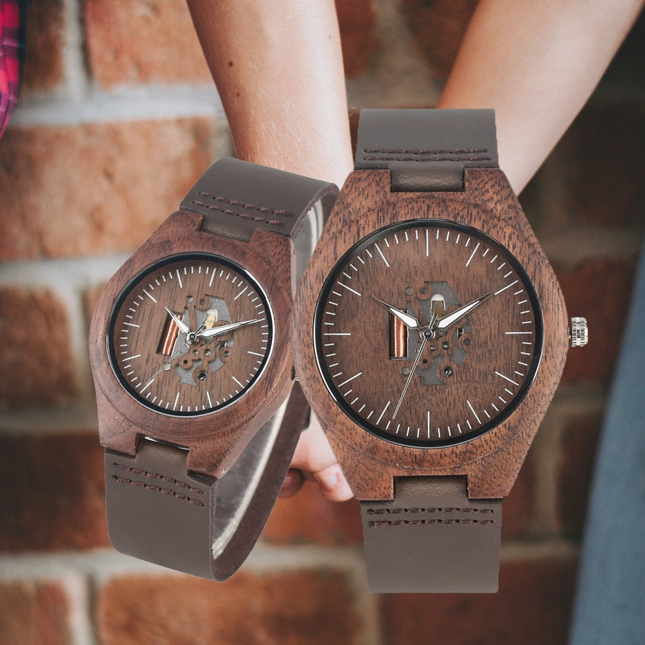 Coffee Brown Lovers Wood Watch