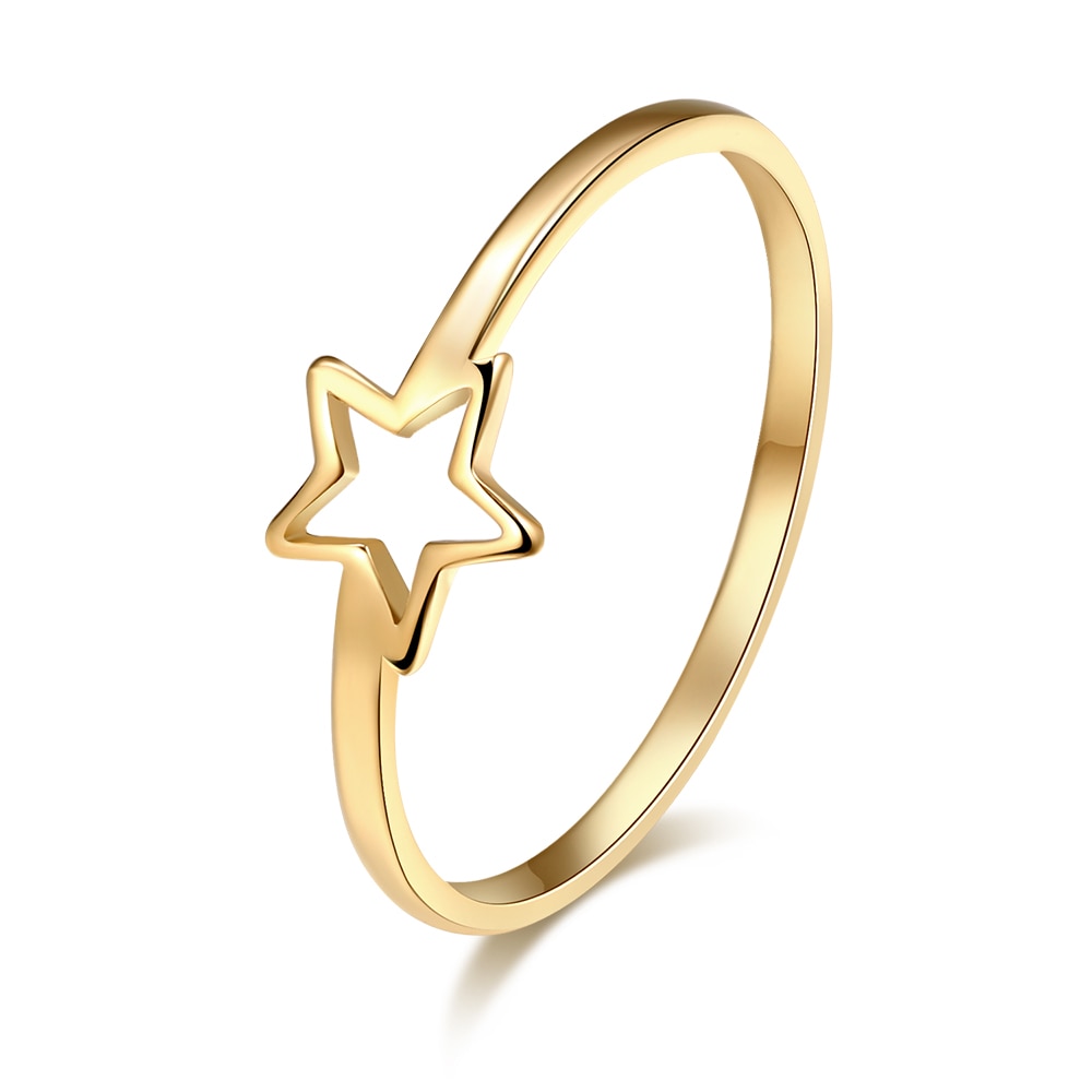 316L Stainless Steel Jewelry Hollow Five-Pointed Star Ring