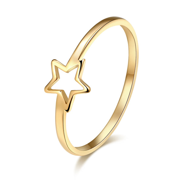 Anillo de estrella hueca de cinco puntas de acero inoxidable 316L