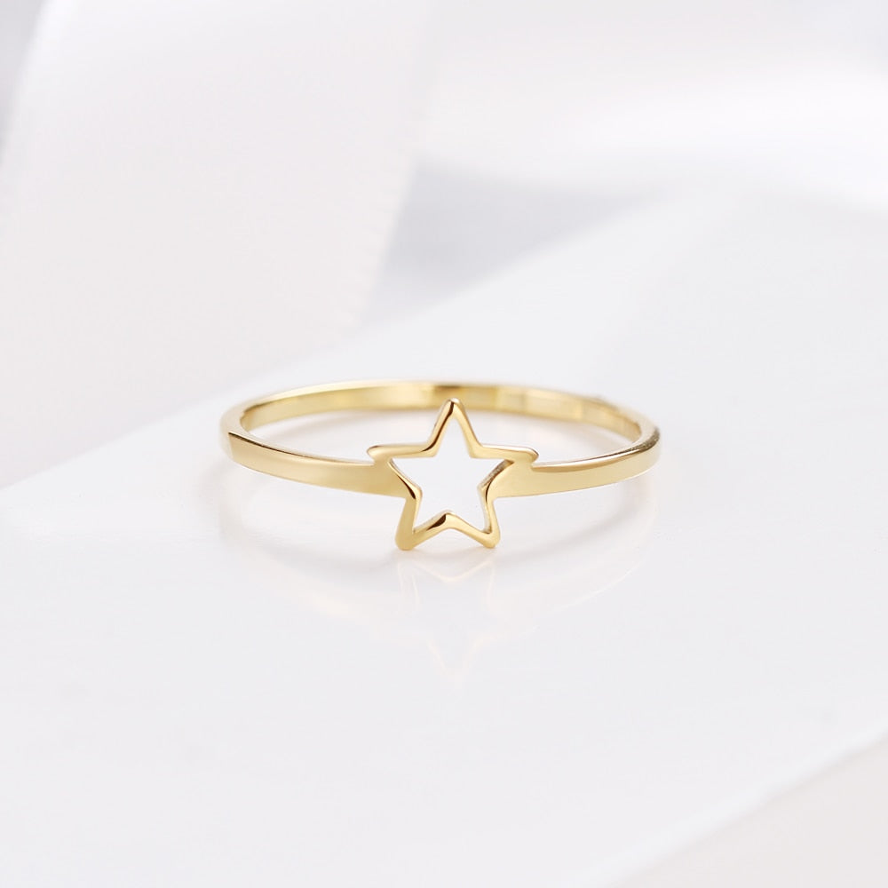 316L Stainless Steel Jewelry Hollow Five-Pointed Star Ring