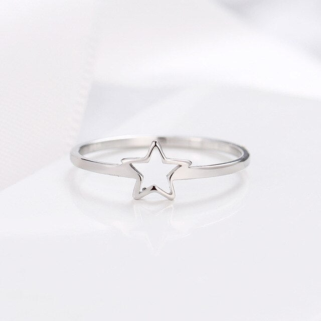 316L Stainless Steel Jewelry Hollow Five-Pointed Star Ring