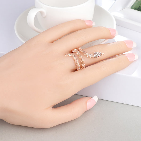 Anillos de serpiente de oro rosa de moda con joyas de animales