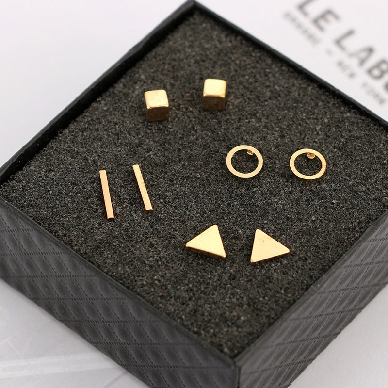 Fashion 4 Pairs/Set Geometric Stud Earrings