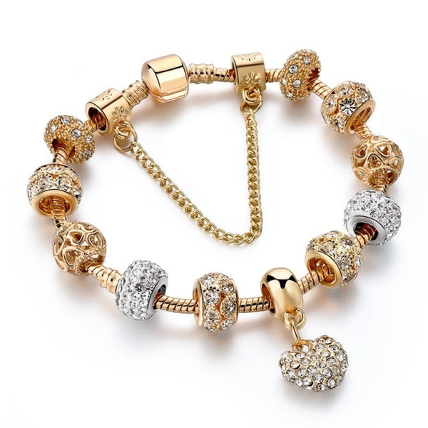 Pulseras y brazaletes de corazón dorado de moda INS para mujer