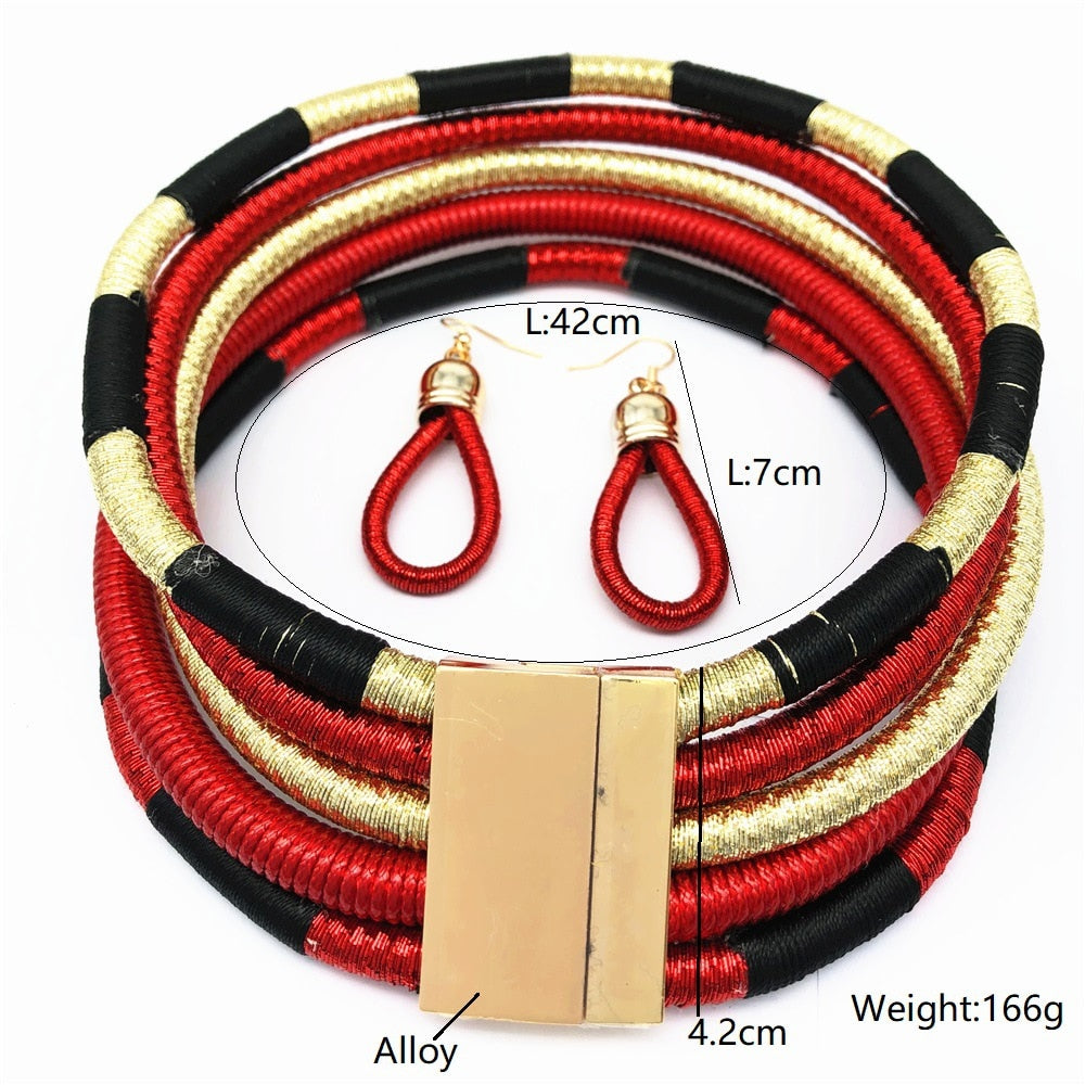 Necklace Earrings Multi-layer  Jewelry Set