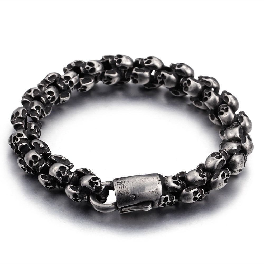 Punk Shiny Matte Skull Charm Link Chain Brecelets