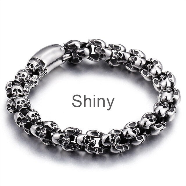 Punk Shiny Matte Skull Charm Link Chain Brecelets