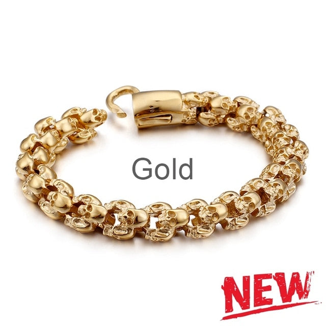 Punk Shiny Matte Skull Charm Link Chain Brecelets