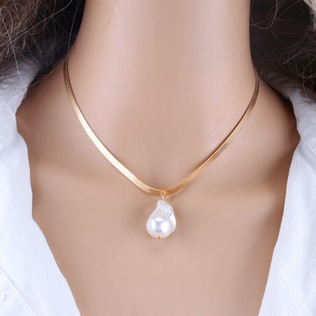 New Fashion Gold Multi Layer Chains Imitation Pearl Jewelry Sets