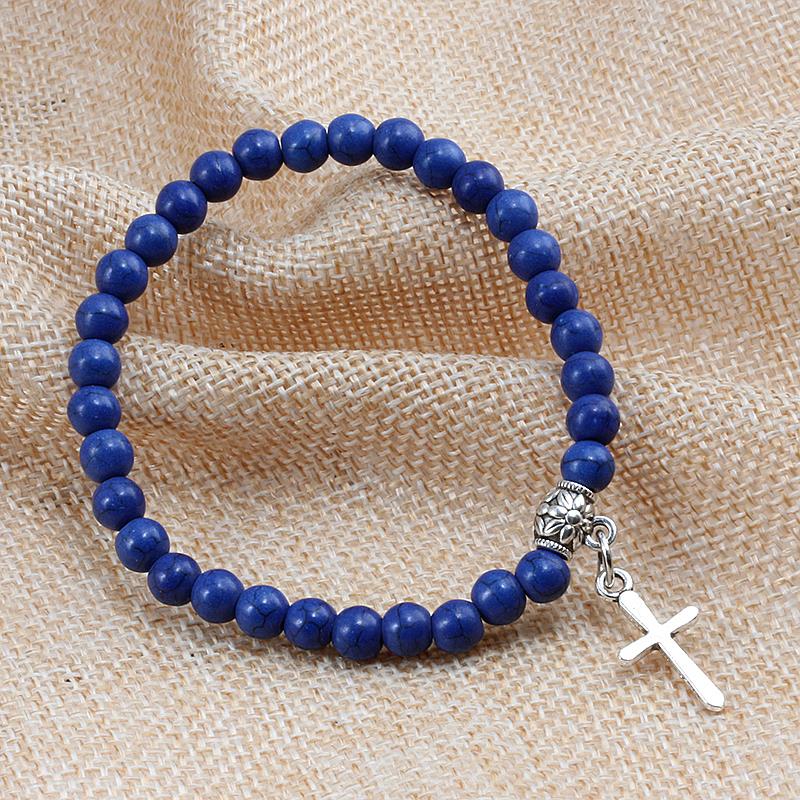 6mm Boho Natural Blue Turquoises Beads Bracelet