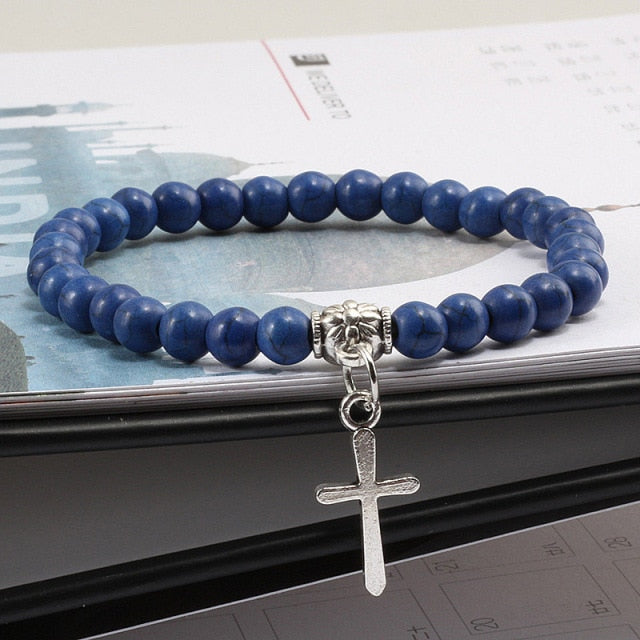 6mm Boho Natural Blue Turquoises Beads Bracelet