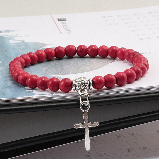 6mm Boho Natural Blue Turquoises Beads Bracelet